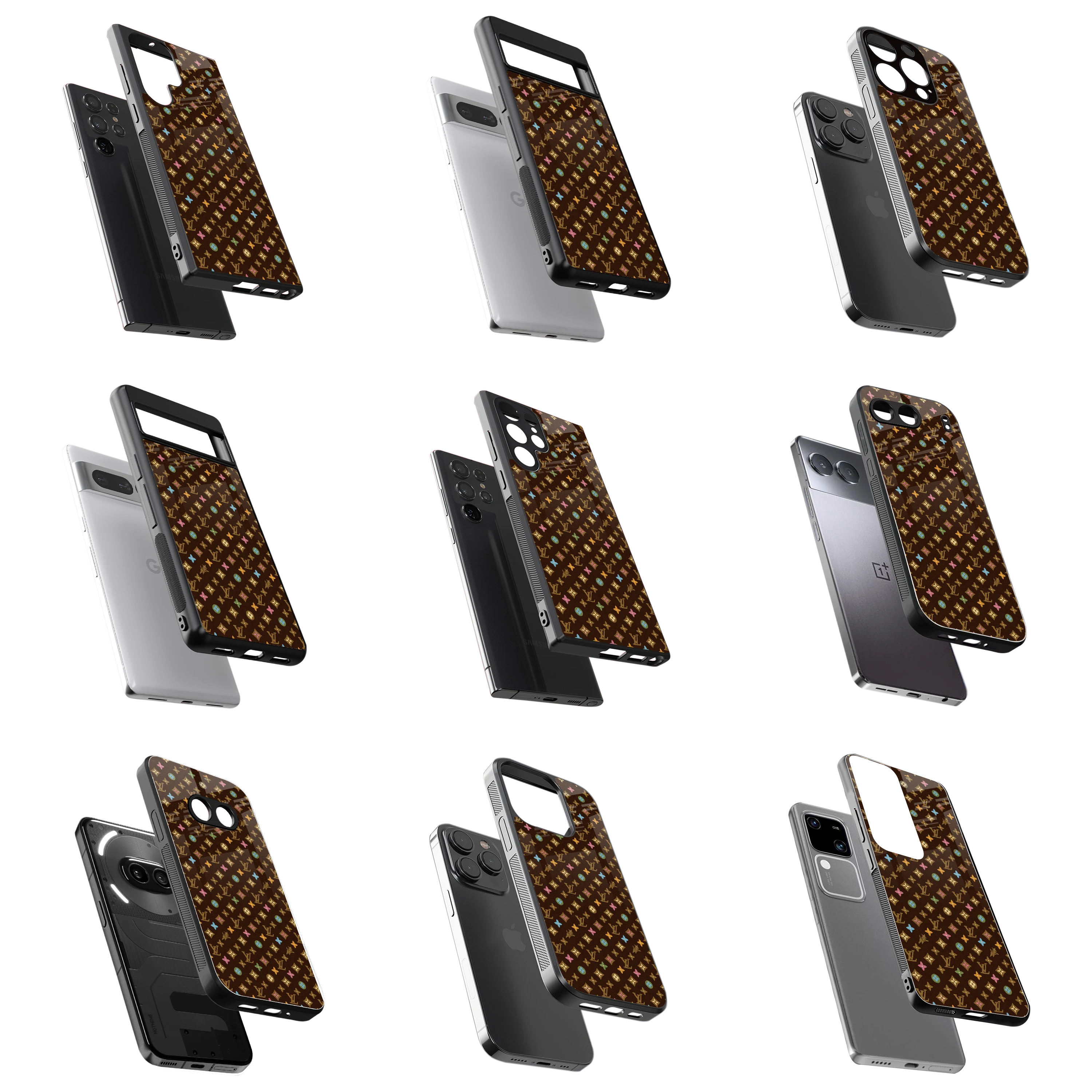 Durable Glass Back Mobile Case for iPhone, Samsung, OnePlus, Google Pixel, Redmi, Vivo, Oppo