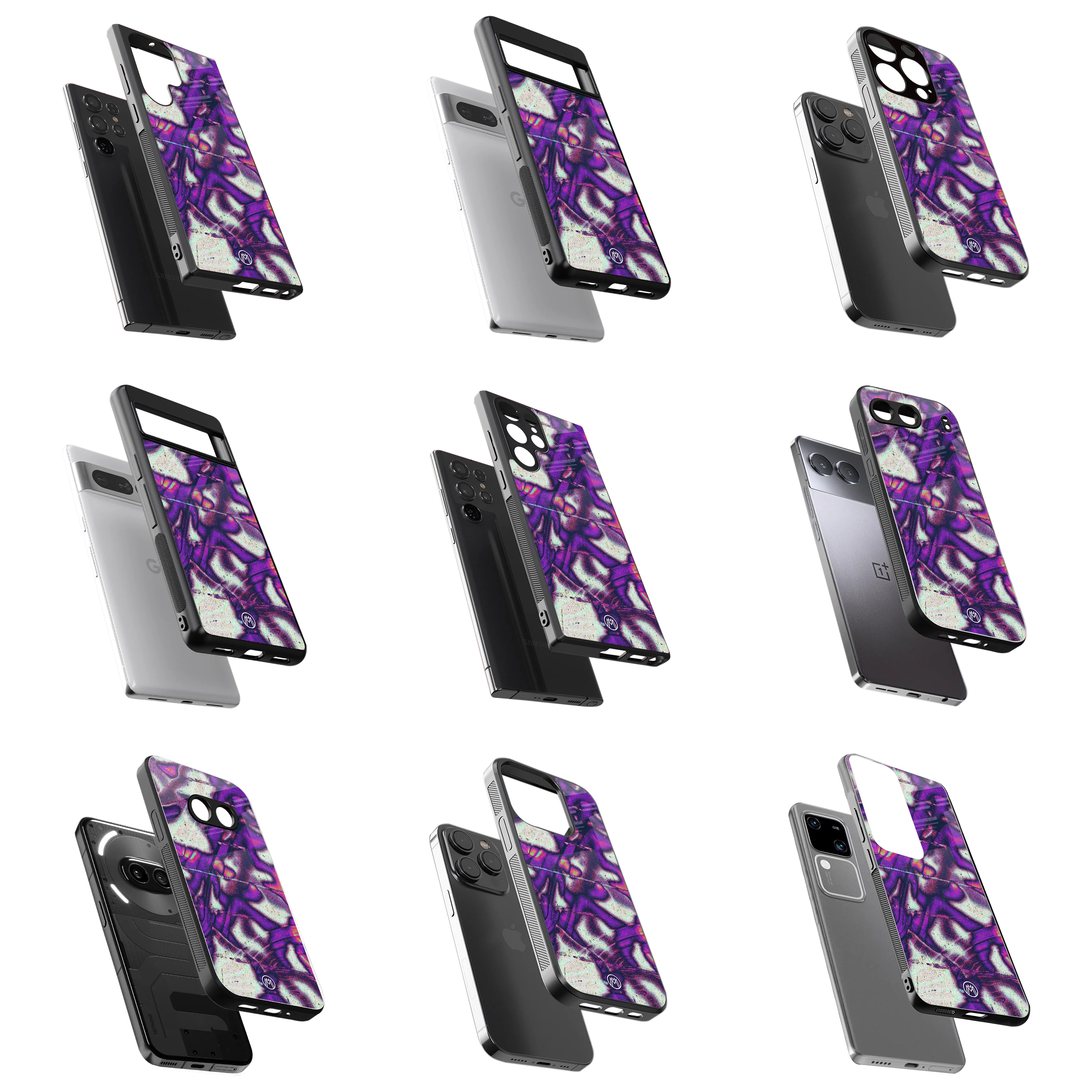Durable Glass Back Mobile Case for iPhone, Samsung, OnePlus, Google Pixel, Redmi, Vivo, Oppo