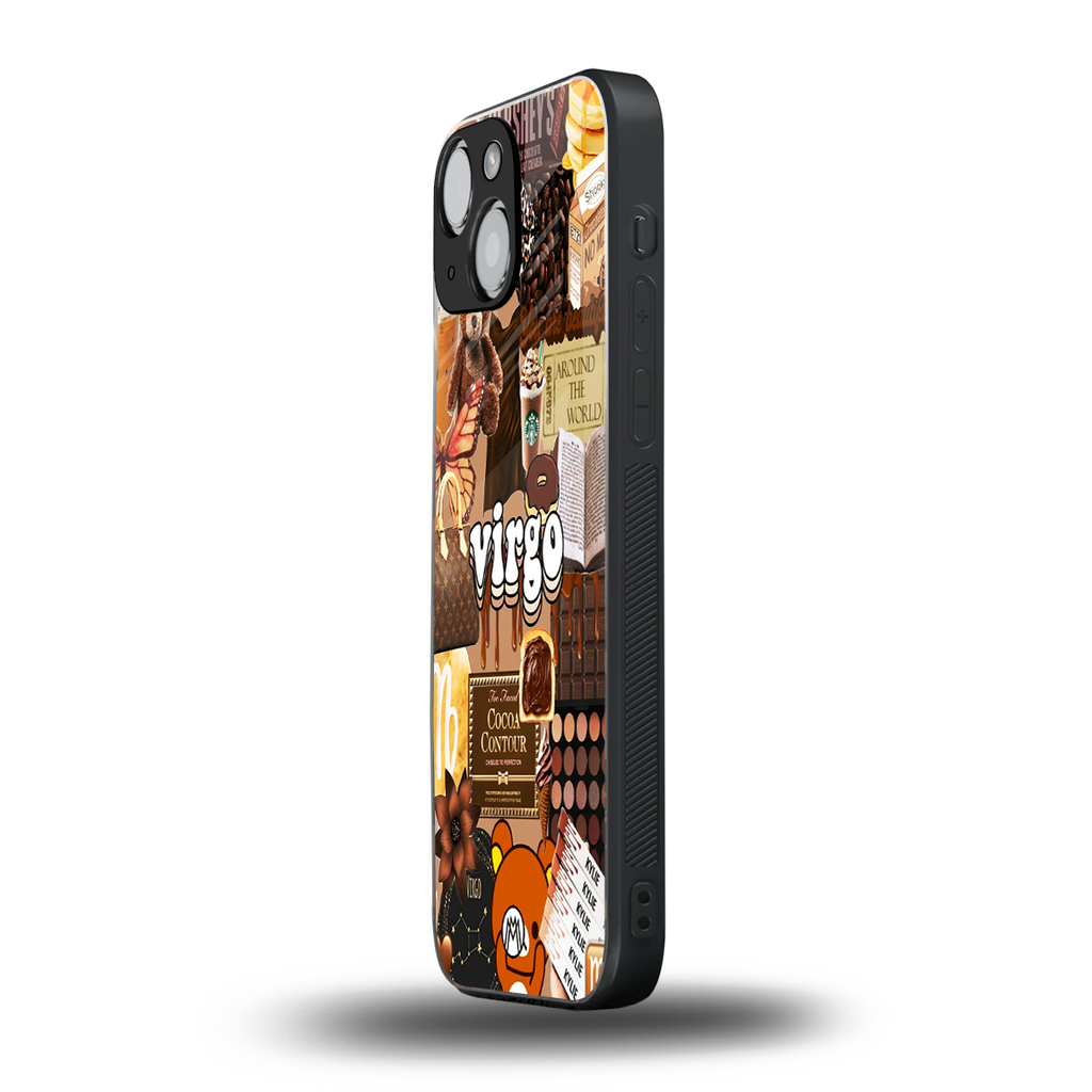 virgo aesthetic collage back phone cover | glass case for iphone 13 mini