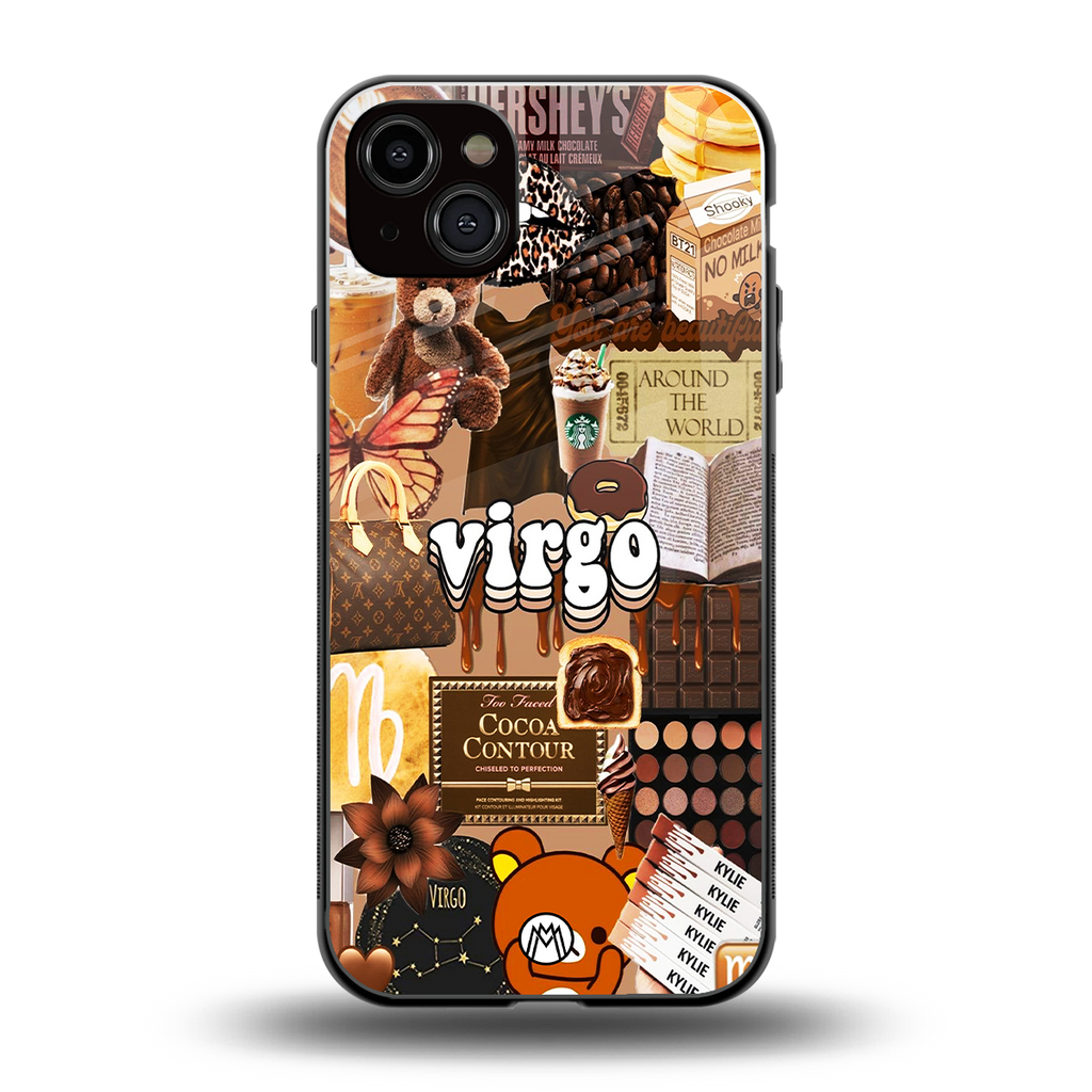 virgo aesthetic collage back phone cover | glass case for iphone 15 plus
