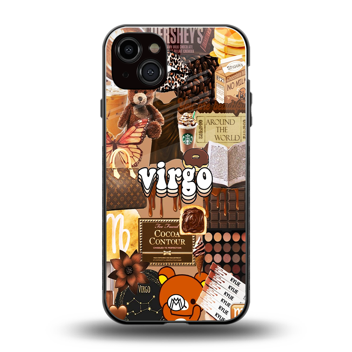 virgo aesthetic collage back phone cover | glass case for iphone 15 plus