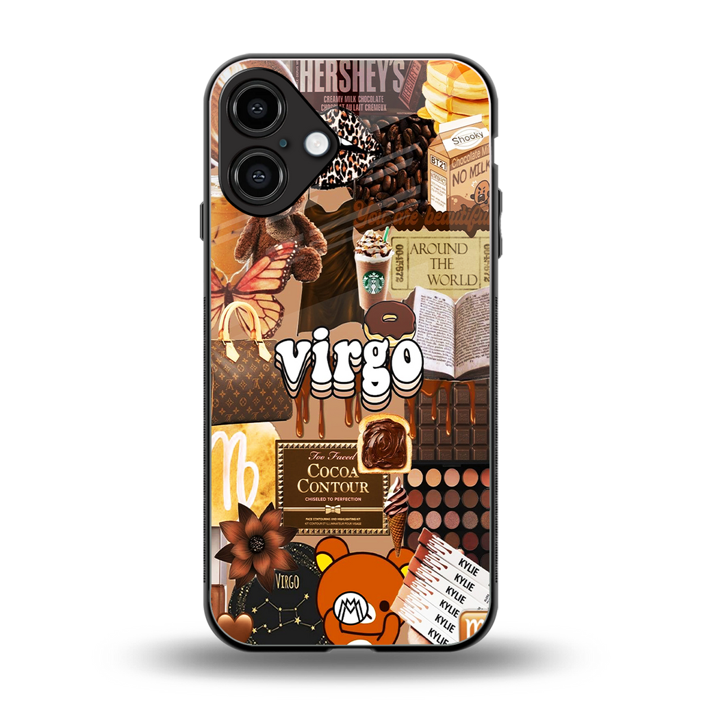 virgo aesthetic collage back phone cover | glass case for iphone 16 plus