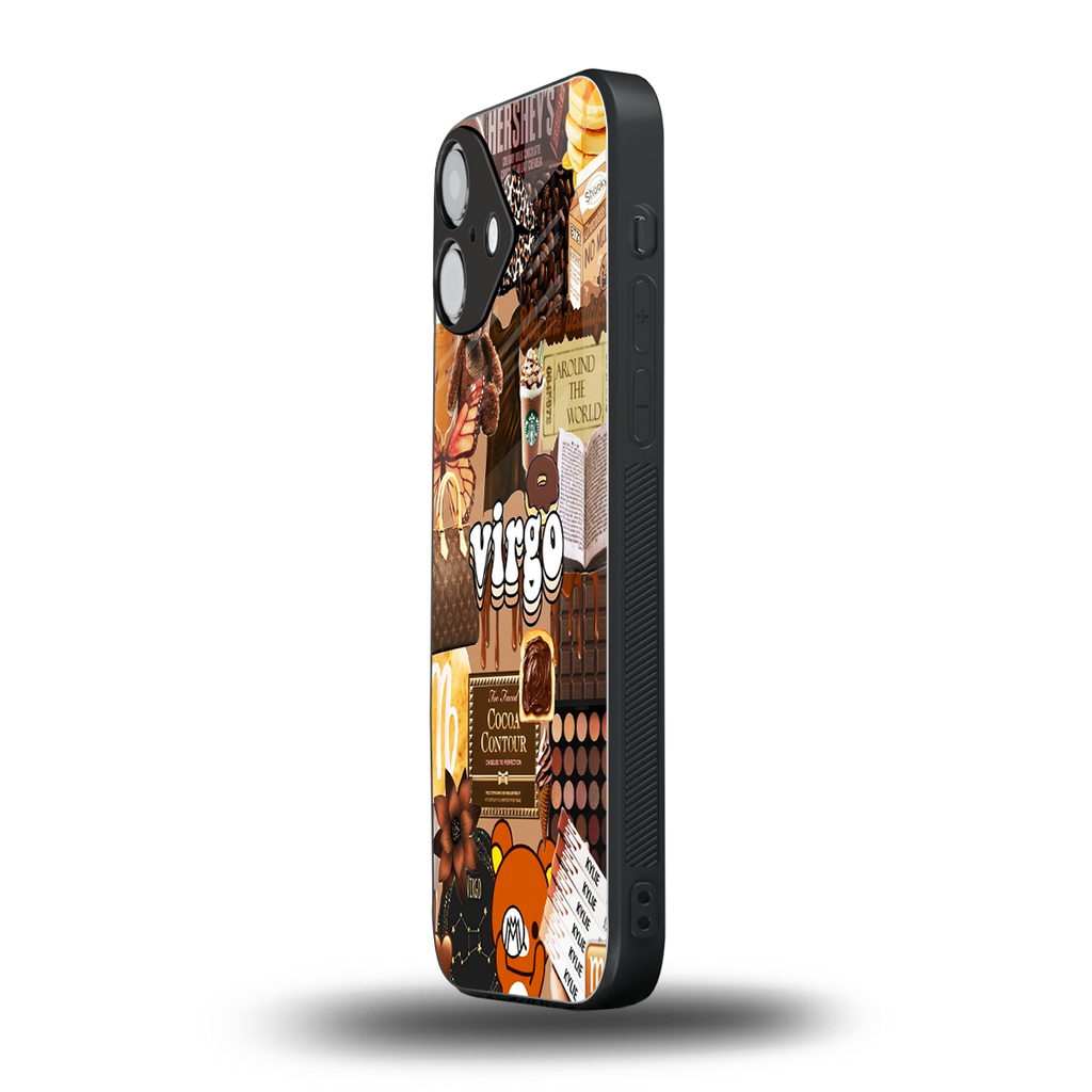 virgo aesthetic collage back phone cover | glass case for iphone 16 plus