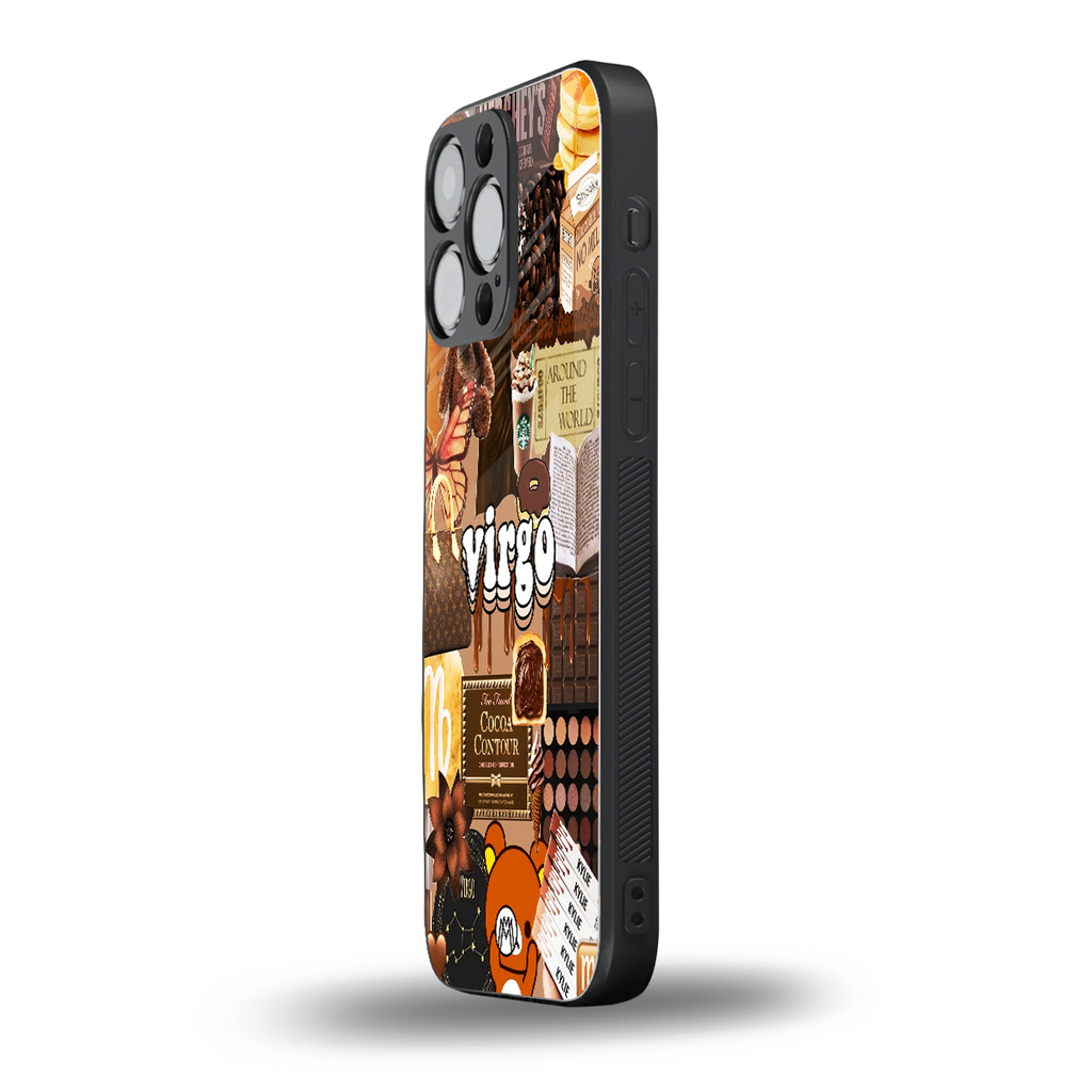virgo aesthetic collage back phone cover | glass case for iphone 16 pro max