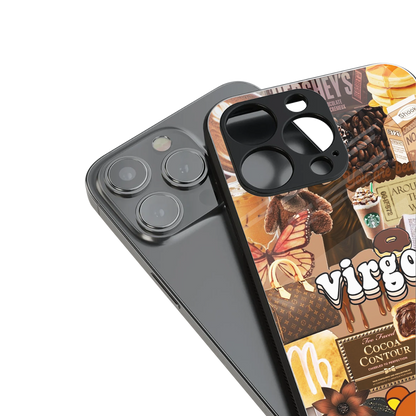 virgo aesthetic collage back phone cover | glass case for iphone 15 pro