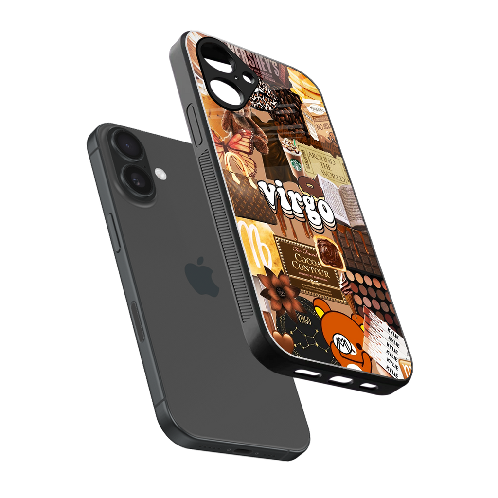 virgo aesthetic collage back phone cover | glass case for iphone 16