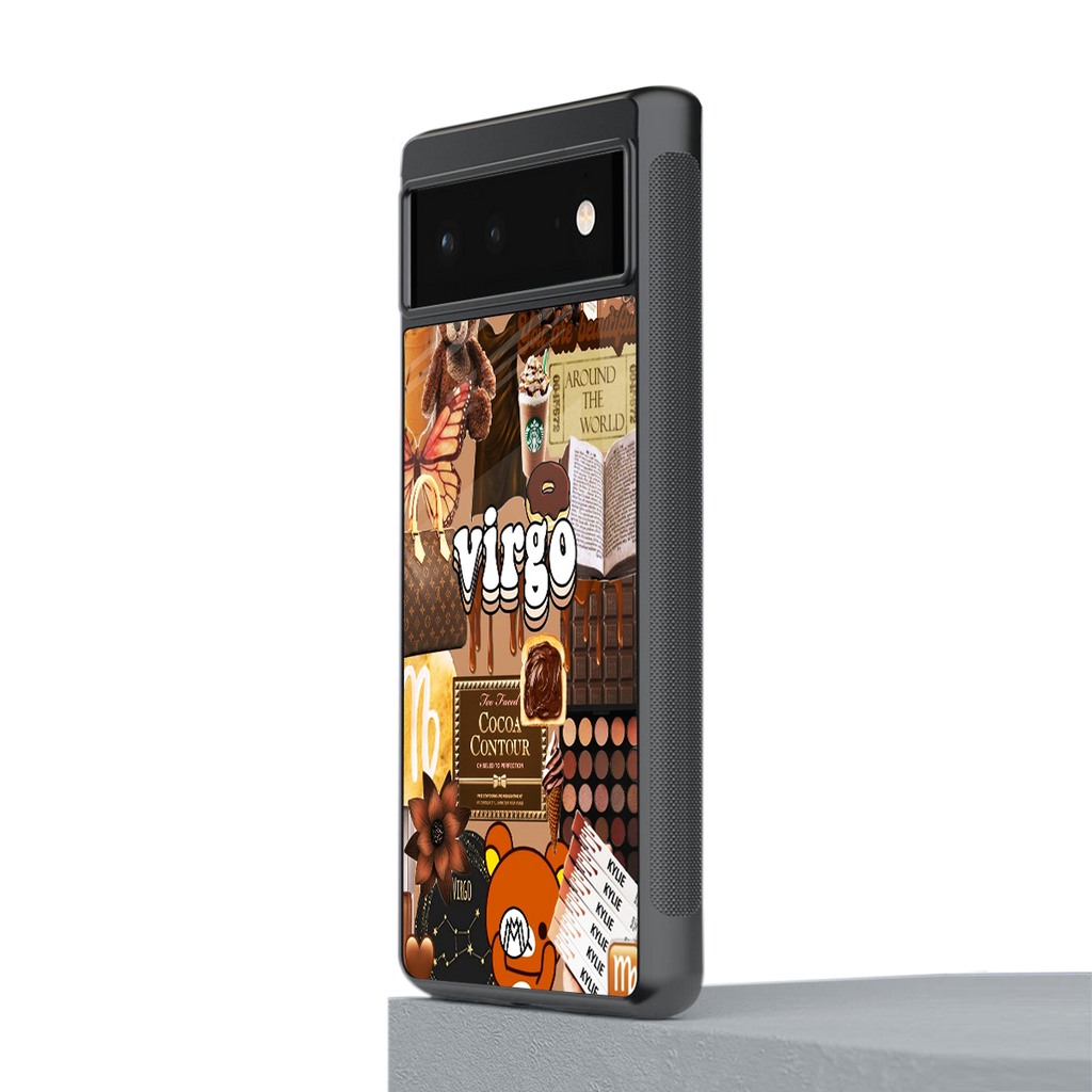 virgo aesthetic collage back phone cover | glass case for google pixel 6