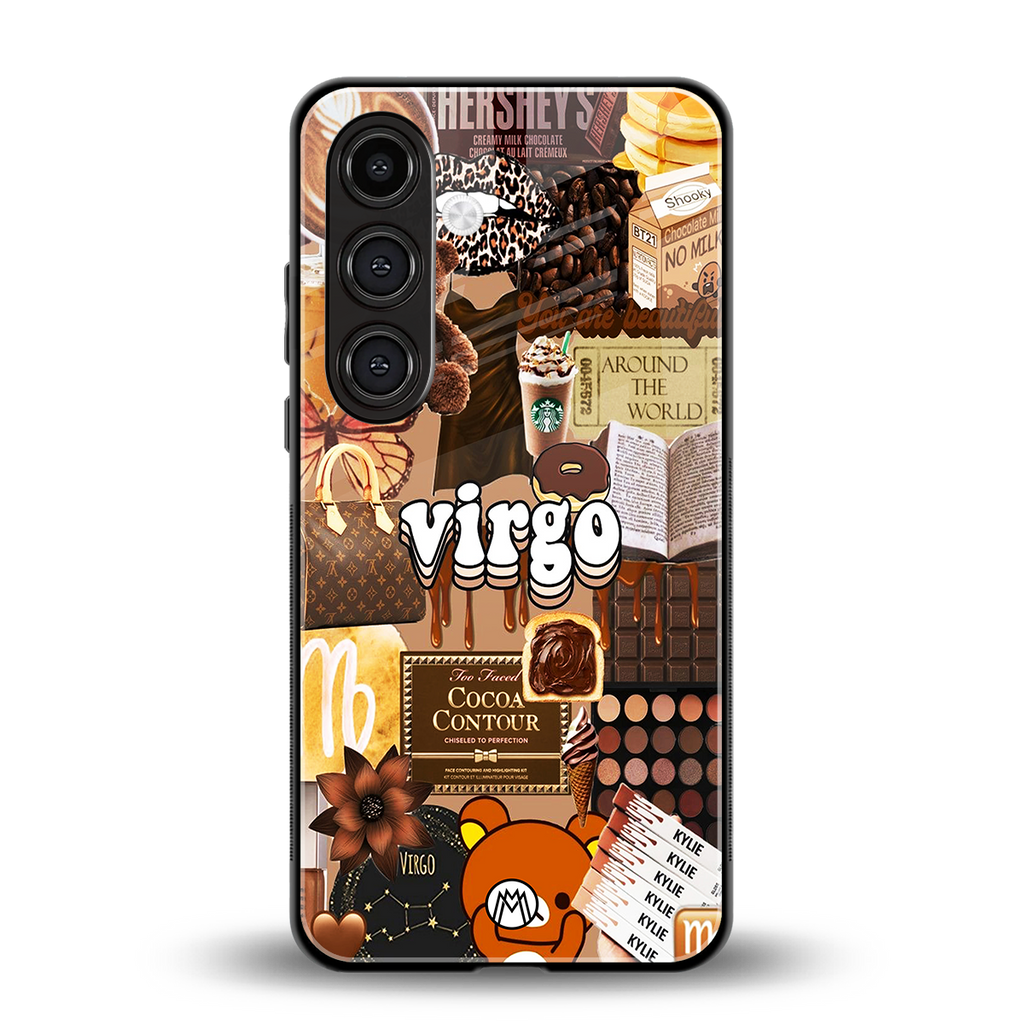virgo aesthetic collage back phone cover | glass case for samsung galaxy s24 fe