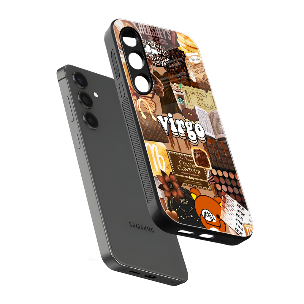 virgo aesthetic collage back phone cover | glass case for samsung galaxy s24