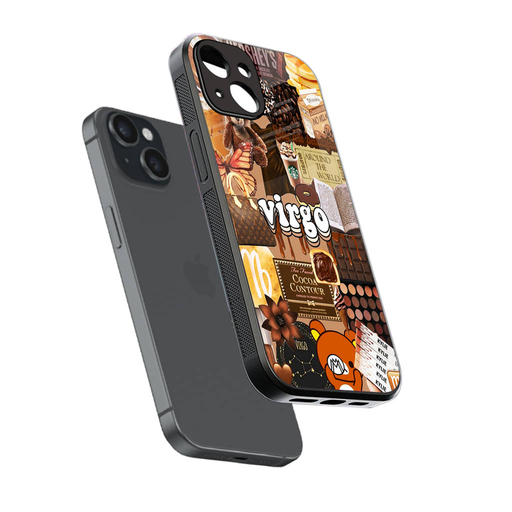 virgo aesthetic collage back phone cover | glass case for iphone 14