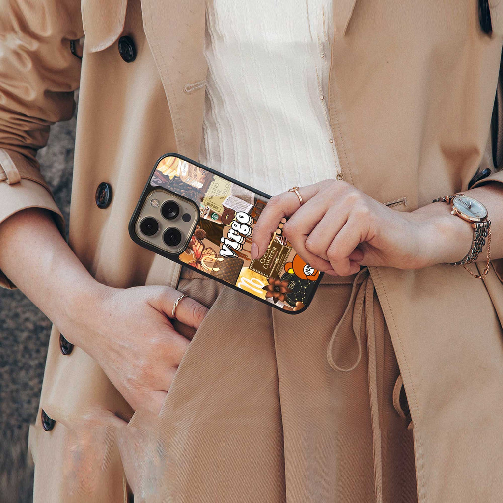 virgo aesthetic collage back phone cover | glass case for iphone 14 pro max