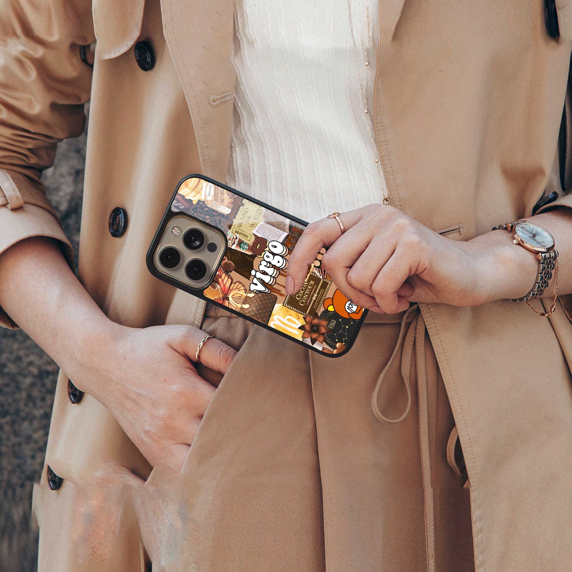 virgo aesthetic collage back phone cover | glass case for iphone 14 pro max