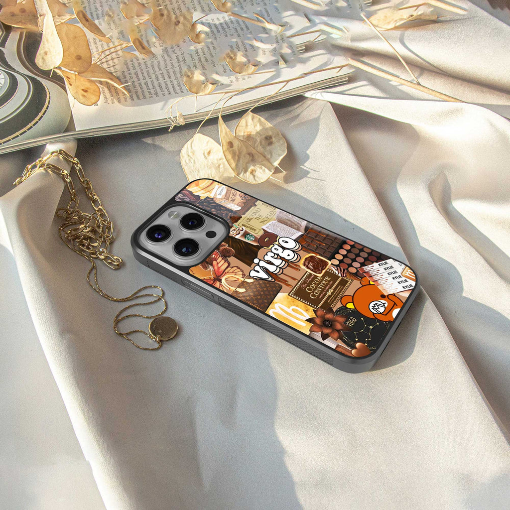 virgo aesthetic collage back phone cover | glass case for iphone 14 pro max