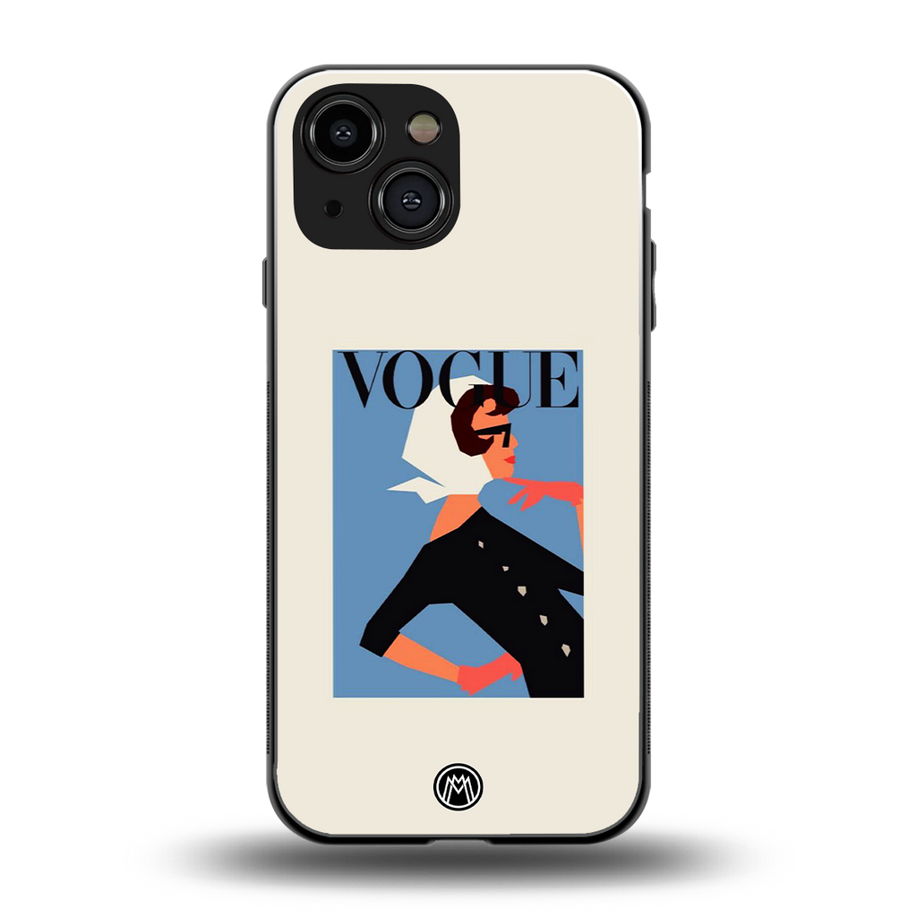 vogue lady back phone cover | glass case for iphone 13 mini