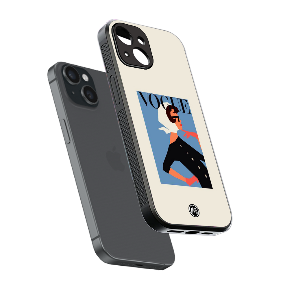 vogue lady back phone cover | glass case for iphone 13 mini