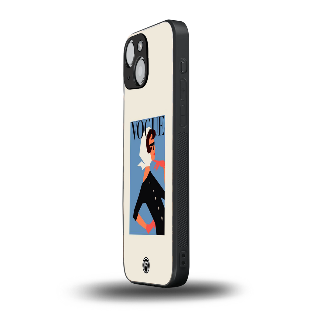 vogue lady back phone cover | glass case for iphone 13 mini
