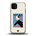 vogue lady back phone cover | glass case for iphone 15 plus