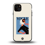 vogue lady back phone cover | glass case for iphone 15 plus