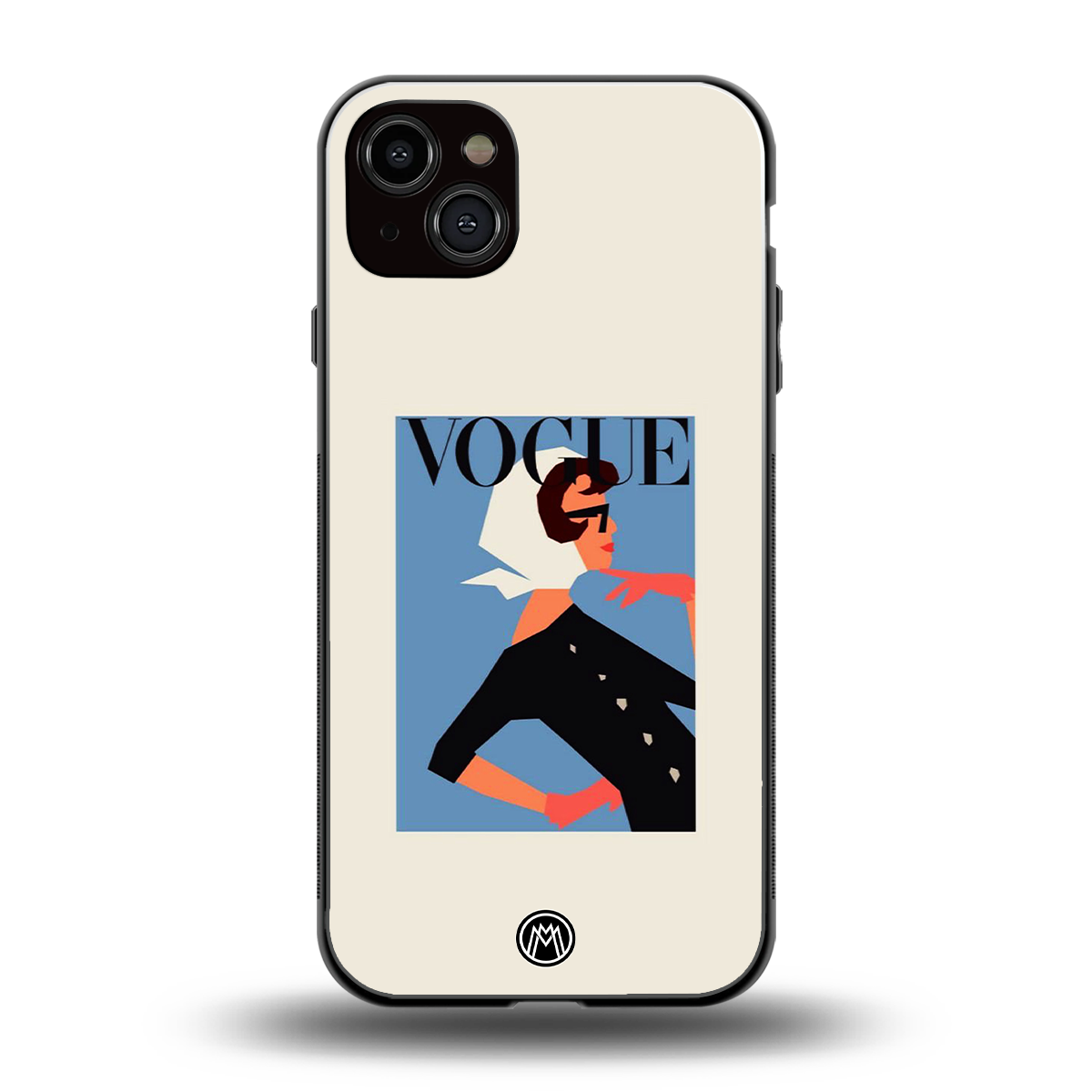 vogue lady back phone cover | glass case for iphone 15 plus