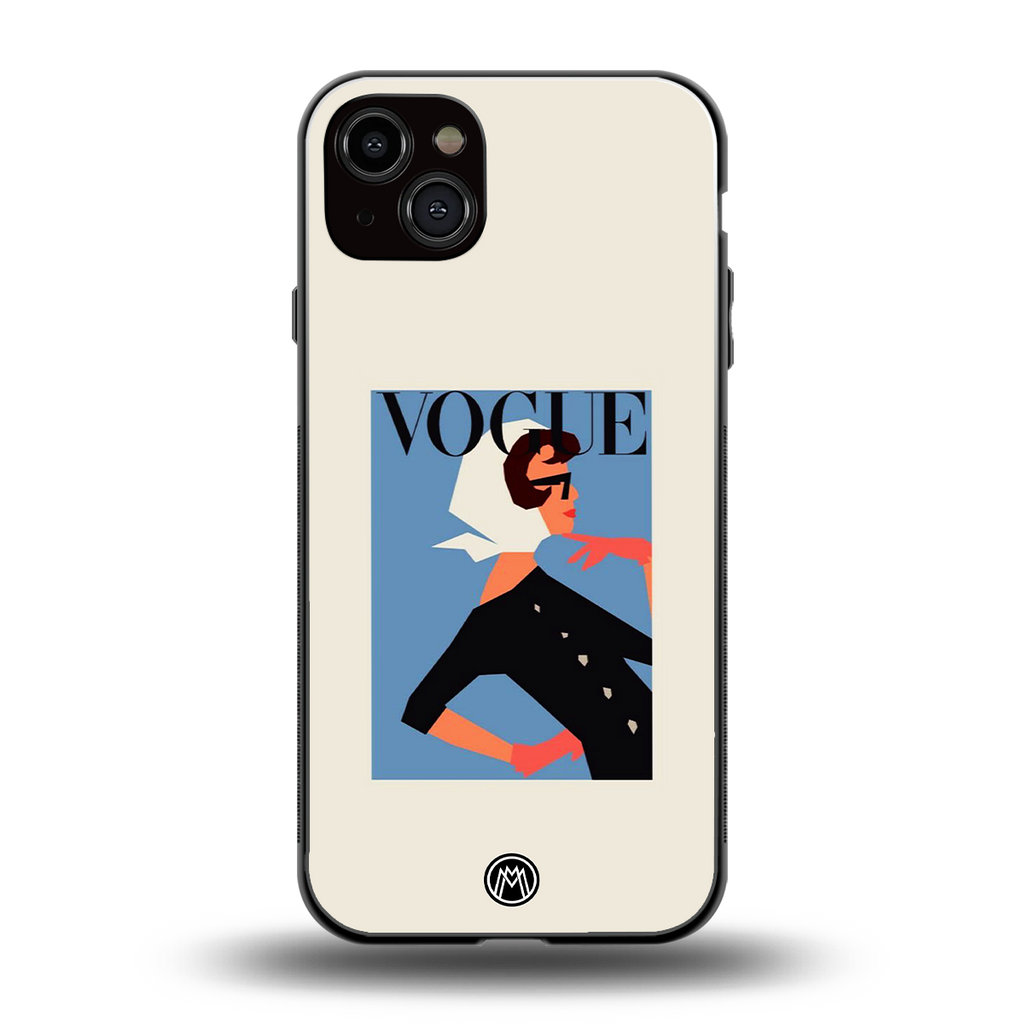 vogue lady back phone cover | glass case for iphone 14 plus