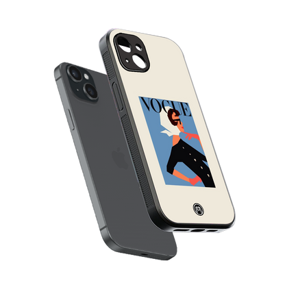 vogue lady back phone cover | glass case for iphone 14 plus