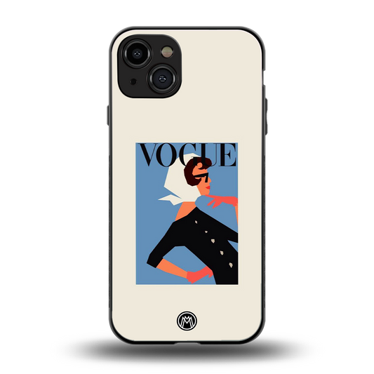 vogue lady back phone cover | glass case for iphone 15