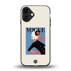 vogue lady back phone cover | glass case for iphone 16 plus