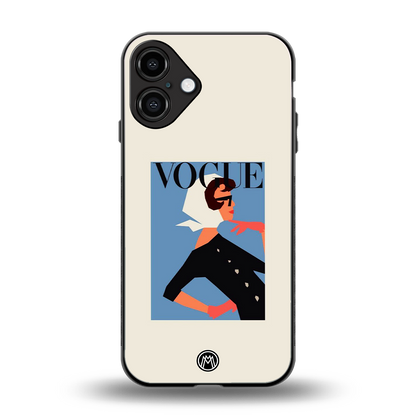 vogue lady back phone cover | glass case for iphone 16 plus