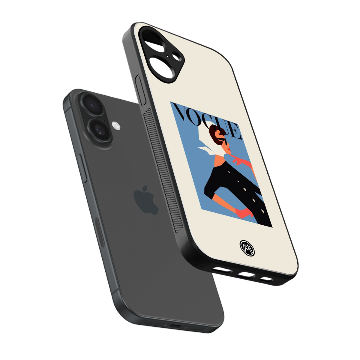 vogue lady back phone cover | glass case for iphone 16 plus