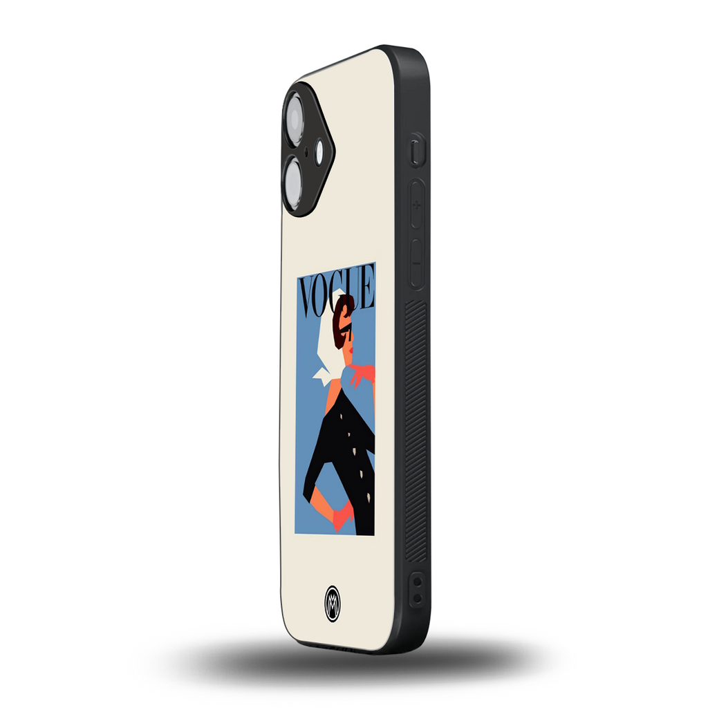 vogue lady back phone cover | glass case for iphone 16 plus