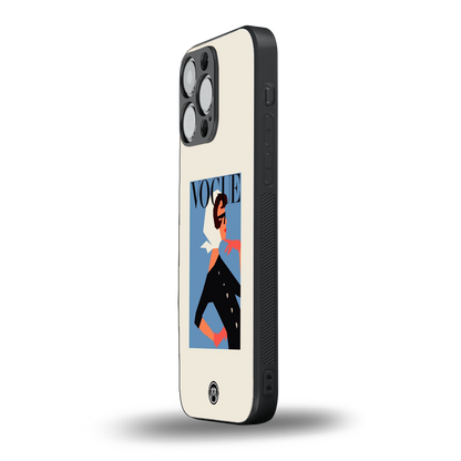 vogue lady back phone cover | glass case for iphone 16 pro max