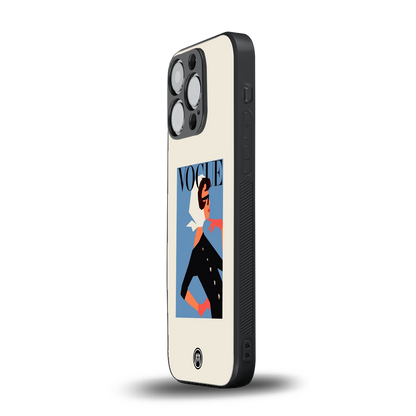 vogue lady back phone cover | glass case for iphone 16 pro