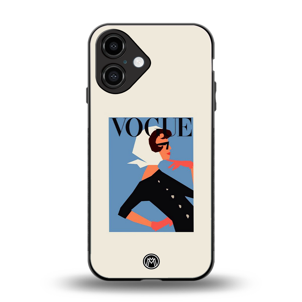 vogue lady back phone cover | glass case for iphone 16