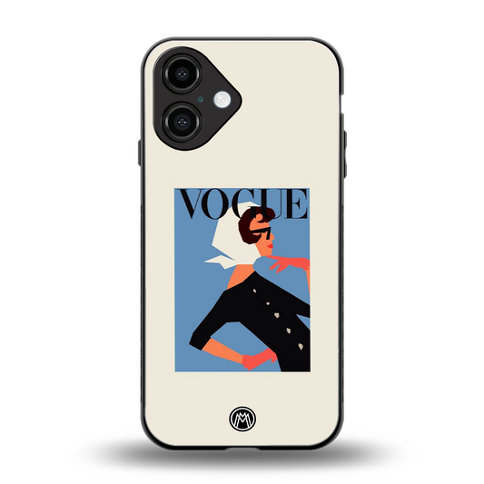 vogue lady back phone cover | glass case for iphone 16