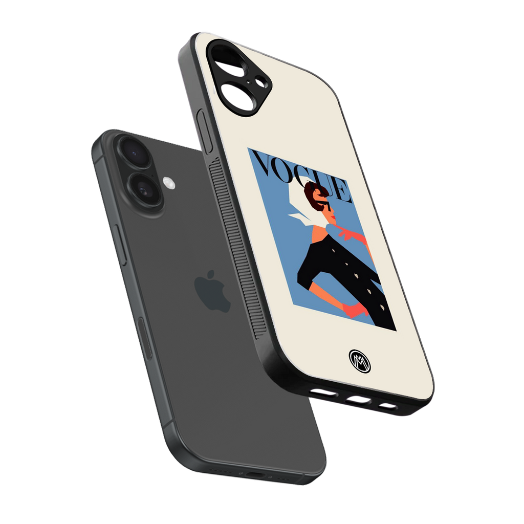 vogue lady back phone cover | glass case for iphone 16