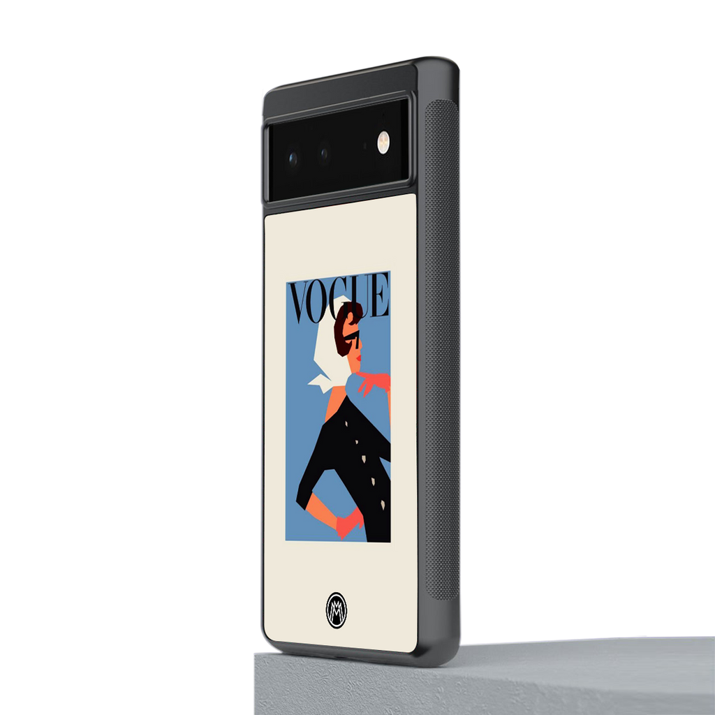 vogue lady back phone cover | glass case for google pixel 6