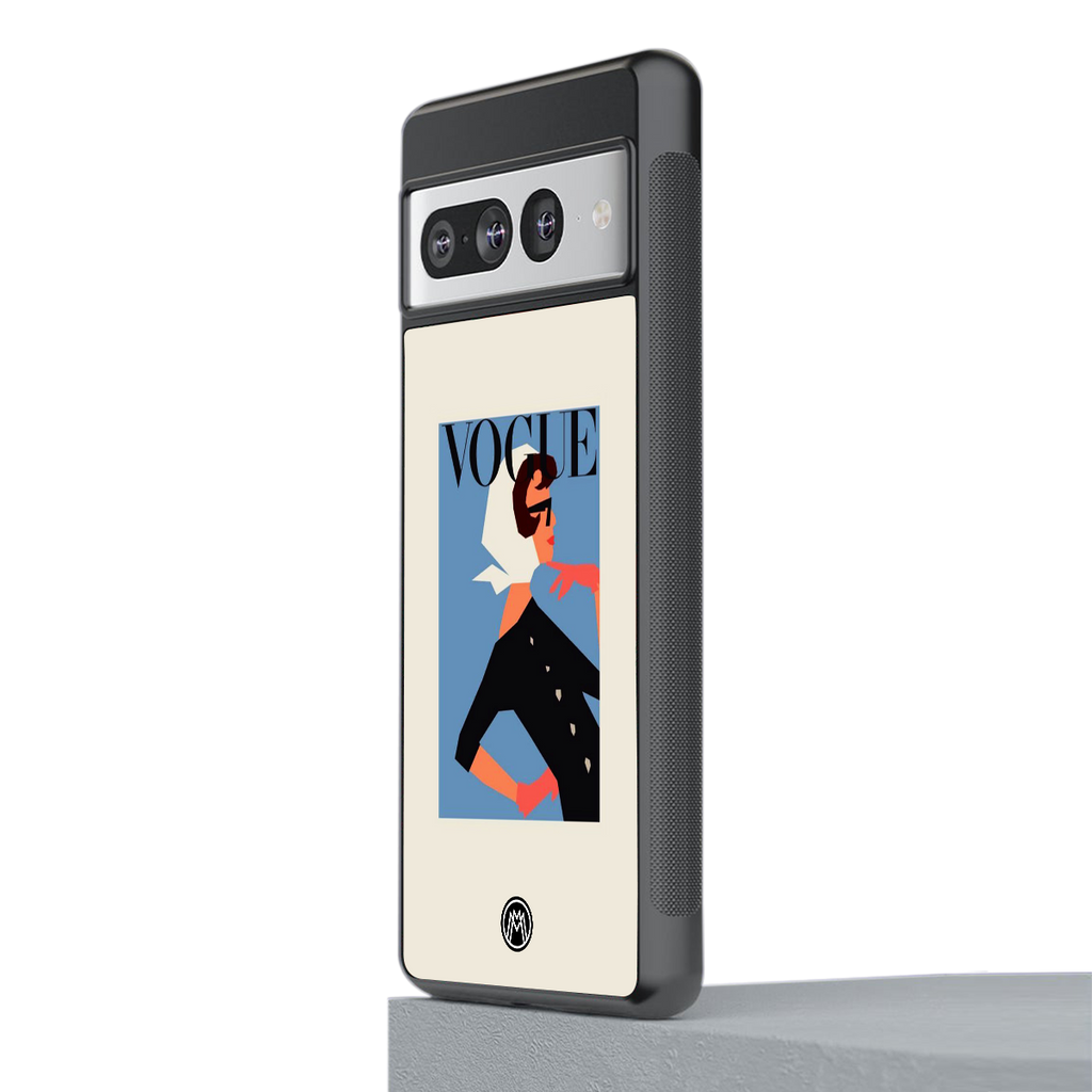 vogue lady back phone cover | glass case for google pixel 7 pro