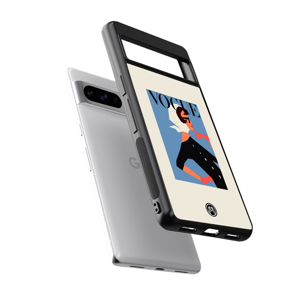 vogue lady back phone cover | glass case for google pixel 8 pro