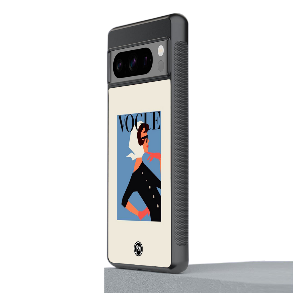 vogue lady back phone cover | glass case for google pixel 8 pro