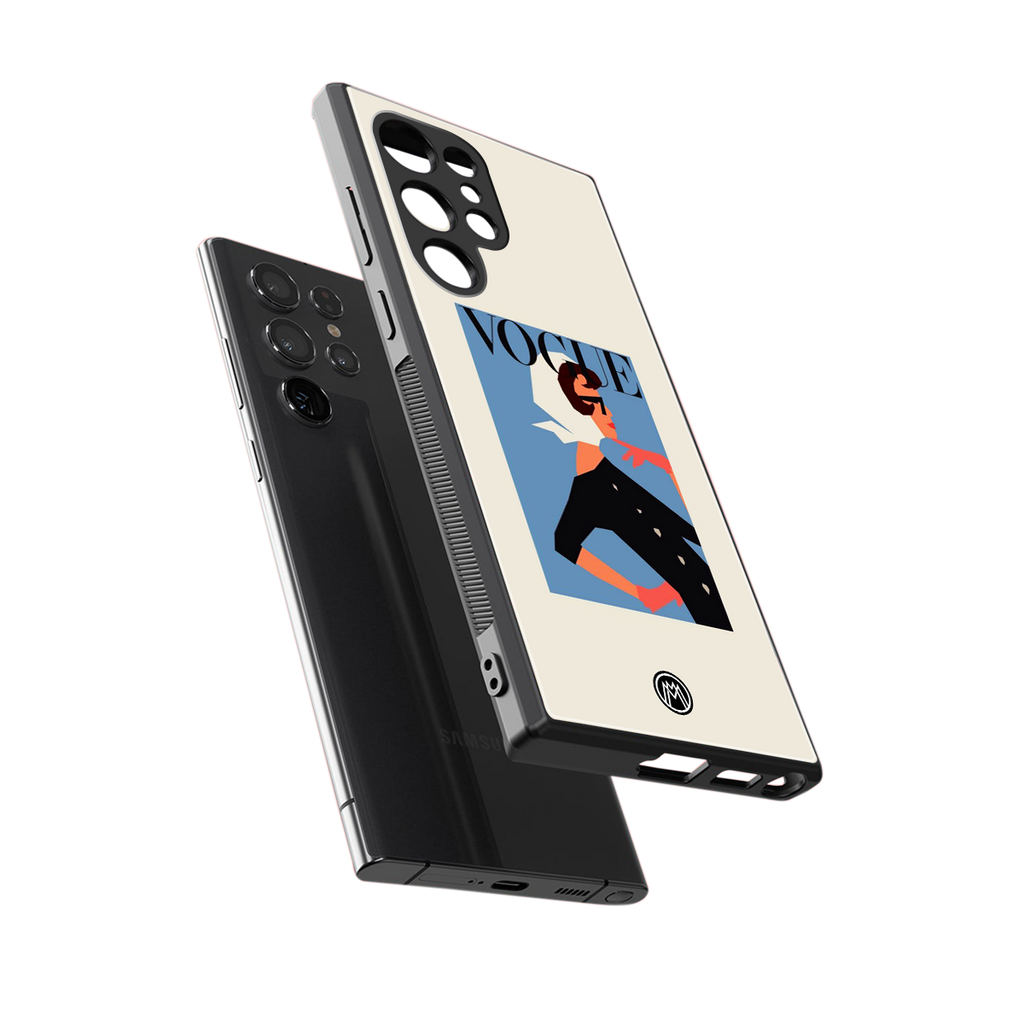 vogue lady back phone cover | glass case for samsung galaxy s23 ultra