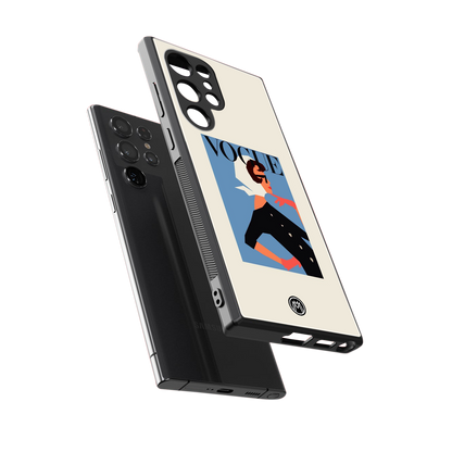 vogue lady back phone cover | glass case for samsung galaxy s23 ultra