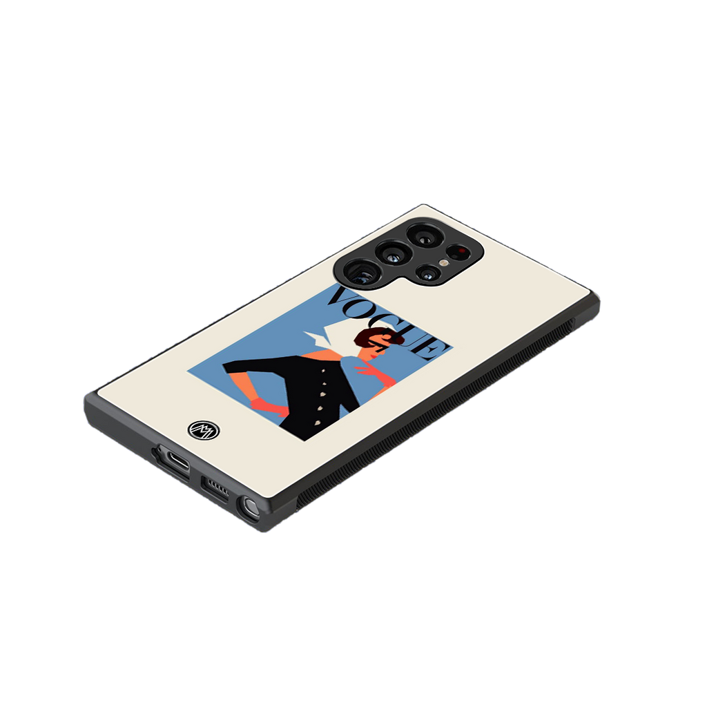vogue lady back phone cover | glass case for samsung galaxy s23 ultra