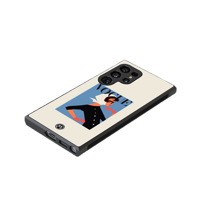 vogue lady back phone cover | glass case for samsung galaxy s23 ultra