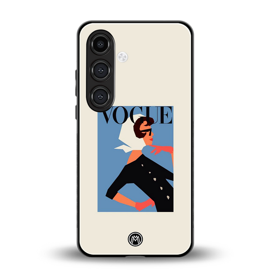 vogue lady back phone cover | glass case for samsung galaxy s23 plus