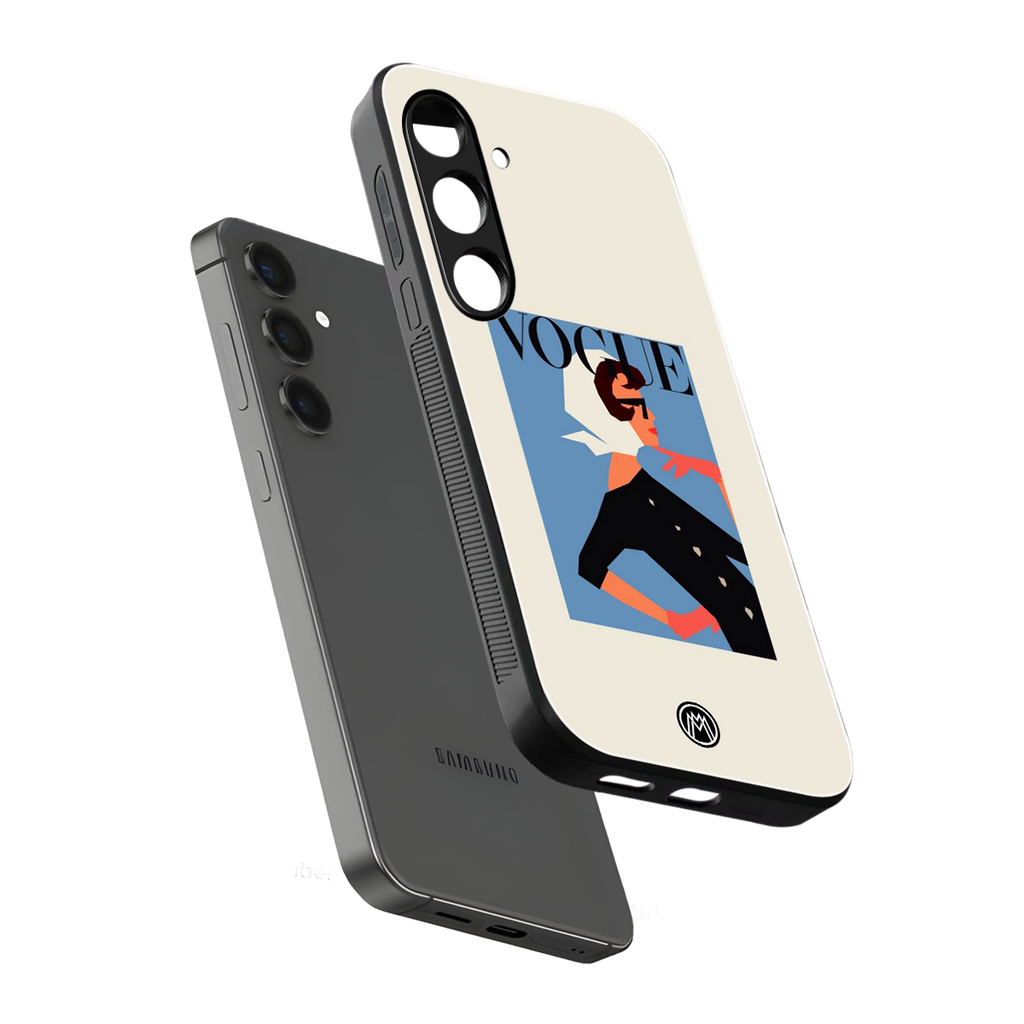 vogue lady back phone cover | glass case for samsung galaxy s24 plus