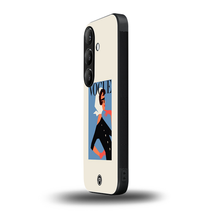 vogue lady back phone cover | glass case for samsung galaxy s23 plus
