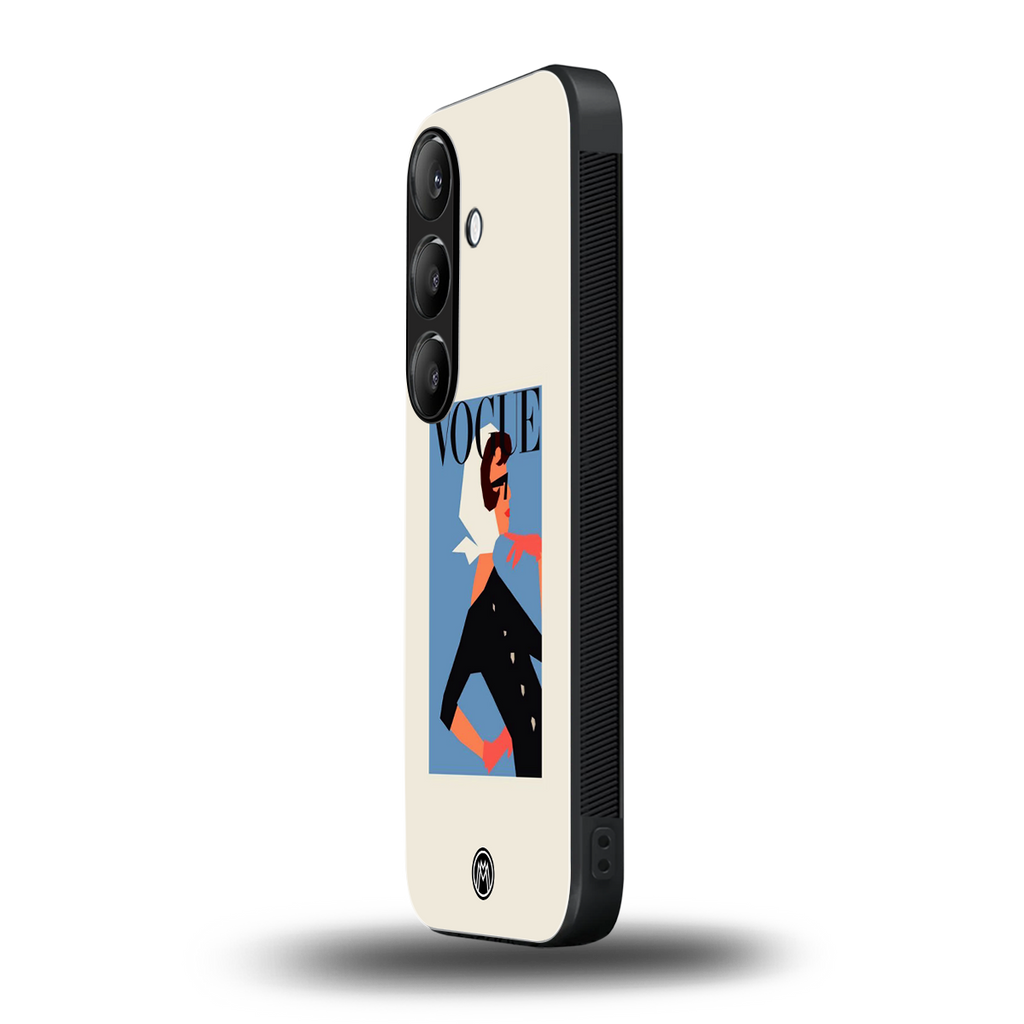 vogue lady back phone cover | glass case for samsung galaxy s24 plus