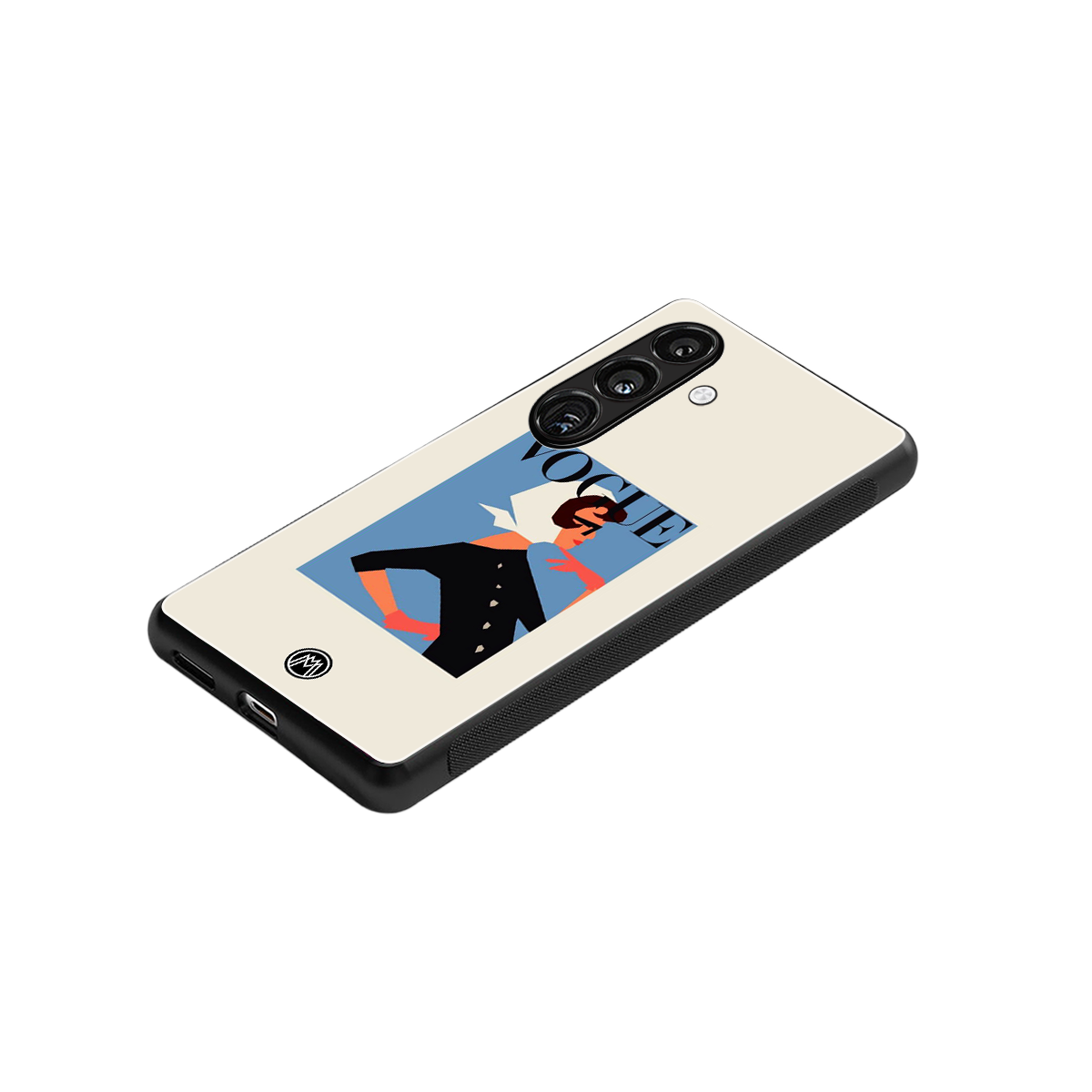 vogue lady back phone cover | glass case for samsung galaxy s24 plus