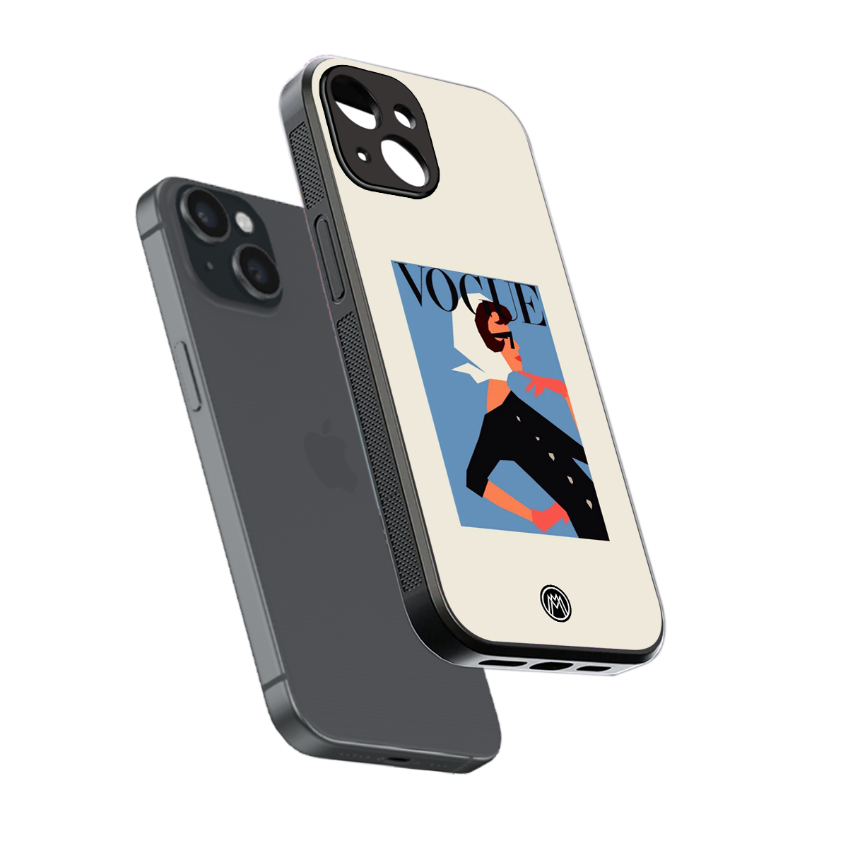 vogue lady back phone cover | glass case for iphone 15