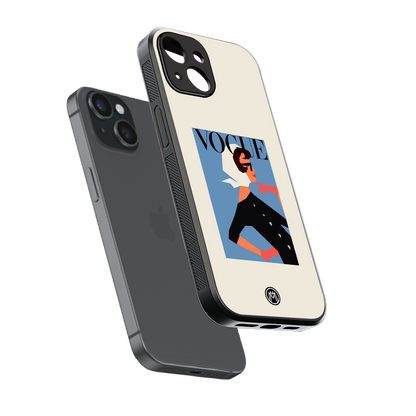 vogue lady back phone cover | glass case for iphone 15